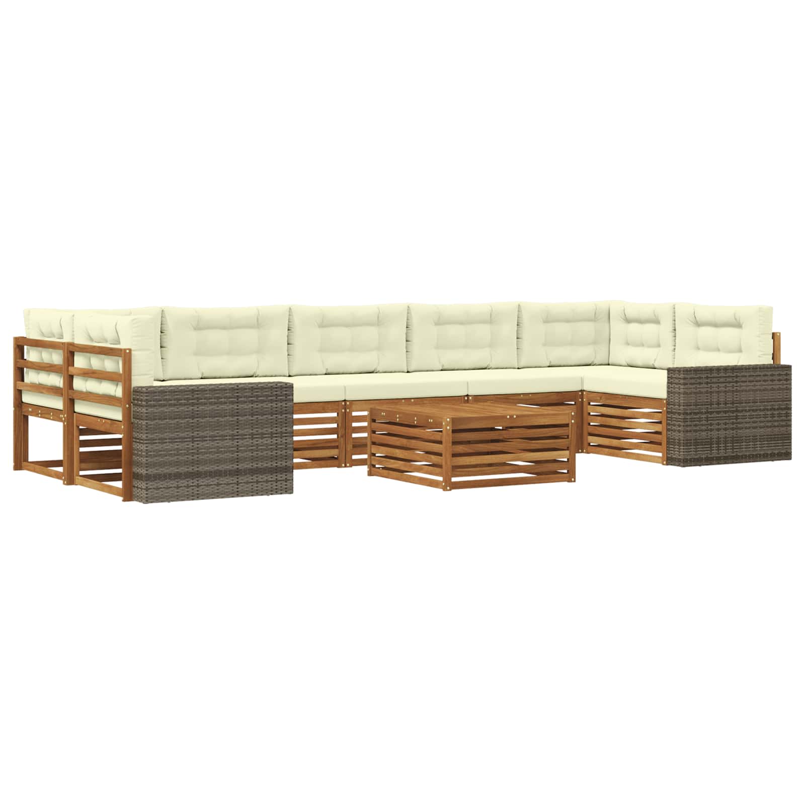 Σειρά Καναπέ Εξωτερικού 8 pcs Φυσικό και Κρέμα - Pakobazaar