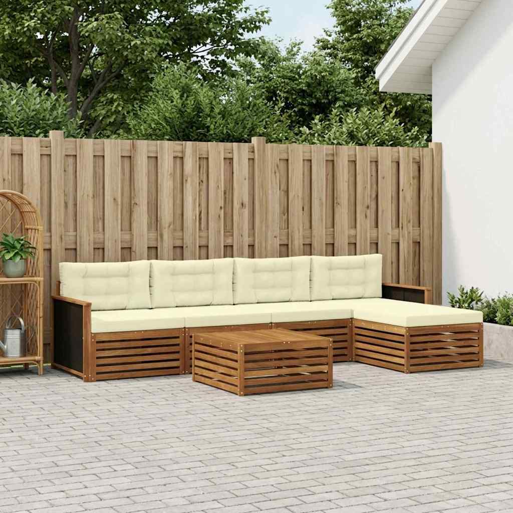 Σειρά Καναπέ Εξωτερικού 6 pcs Φυσικό και Κρέμα 79 x 79 x 37 εκ - Pakobazaar