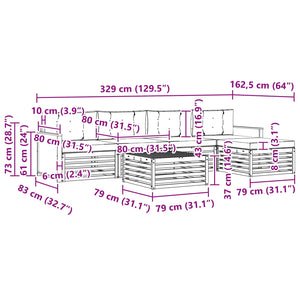 Σειρά Καναπέ Εξωτερικού 6 pcs Φυσικό και Ανοιχτό Γκρι - Pakobazaar