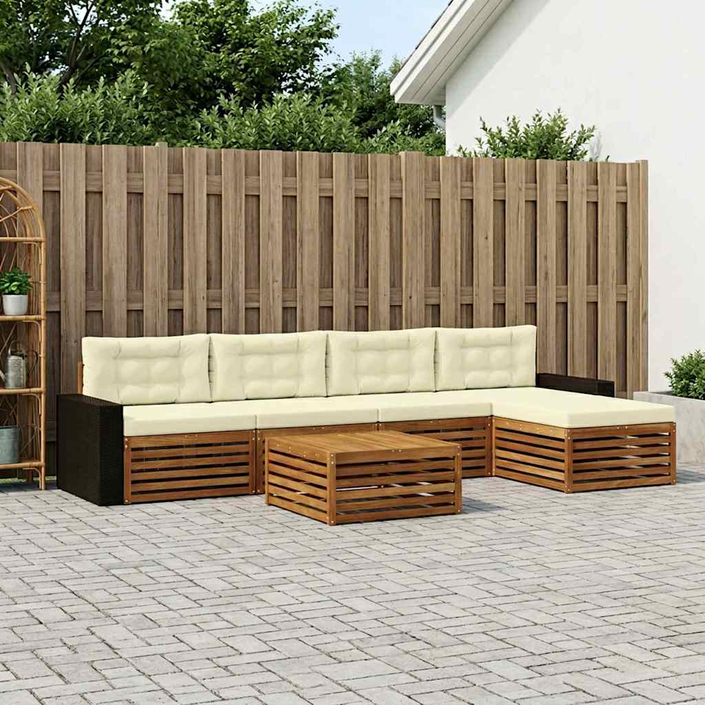 Σειρά Καναπέ Εξωτερικού 6 pcs Φυσικό και Κρέμα 79 x 79 x 37 εκ - Pakobazaar