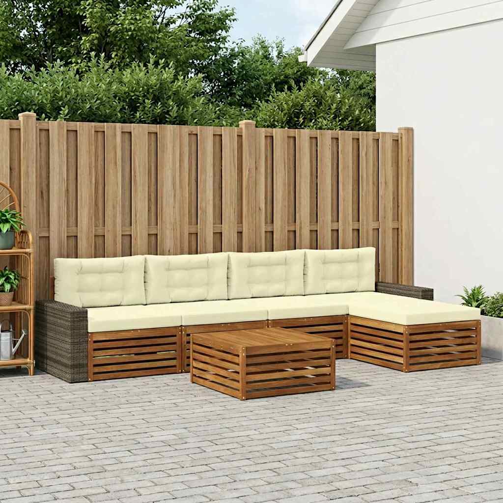 Σειρά Καναπέ Εξωτερικού 6 pcs Φυσικό και Κρέμα 79 x 79 x 37 εκ - Pakobazaar