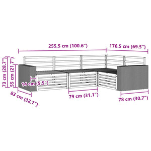 Σειρά Καναπέ Εξωτερικού 4 pcs Φυσικό 255,5 x 176,5 x 73 εκ - Pakobazaar