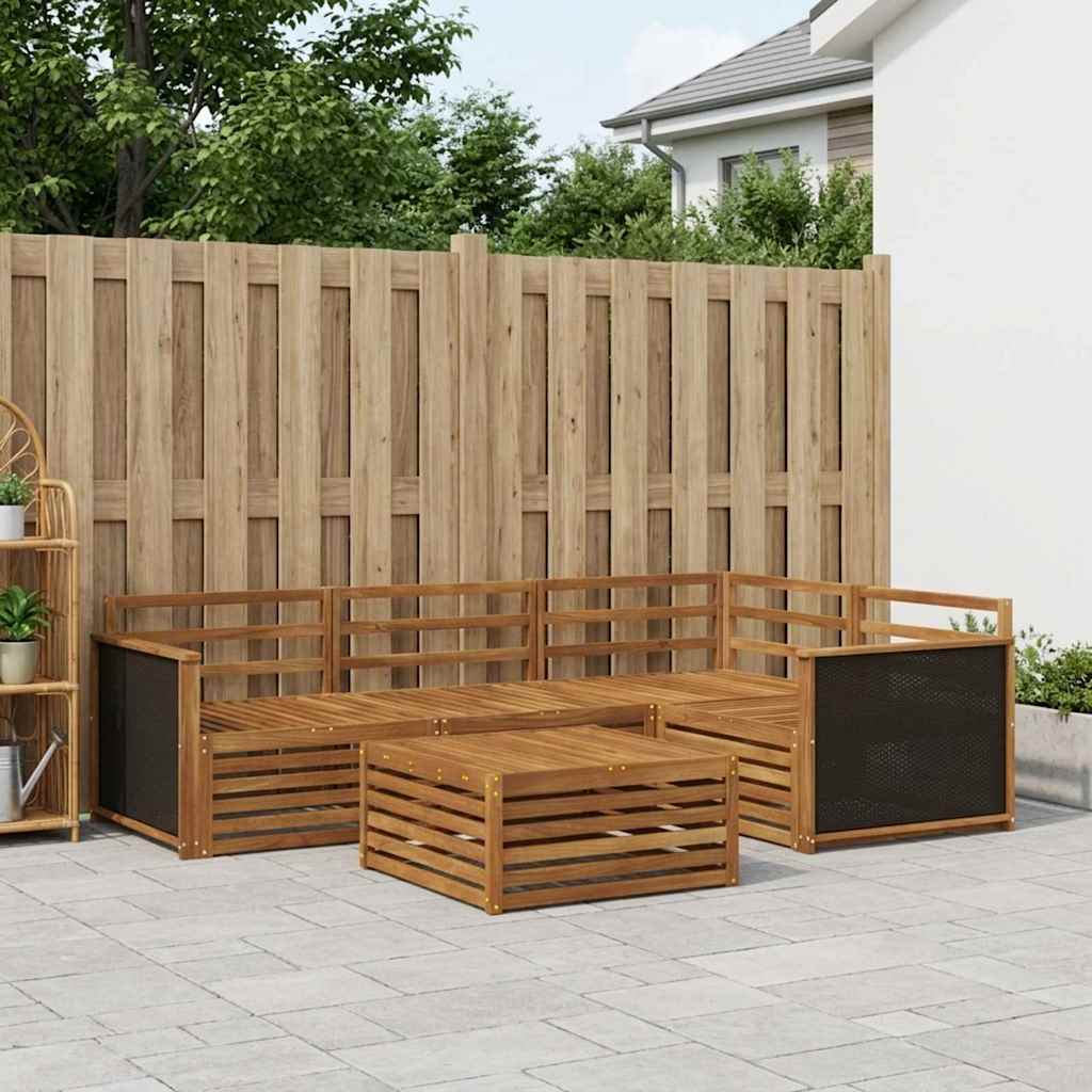 Σειρά Καναπέ Εξωτερικού 5 pcs Φυσικό 79 x 79 x 37 εκ - Pakobazaar