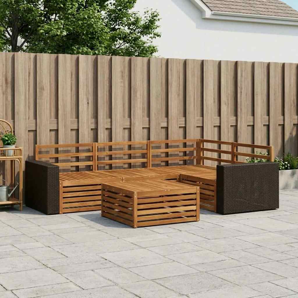 Σειρά Καναπέ Εξωτερικού 5 pcs Φυσικό 79 x 79 x 37 εκ - Pakobazaar