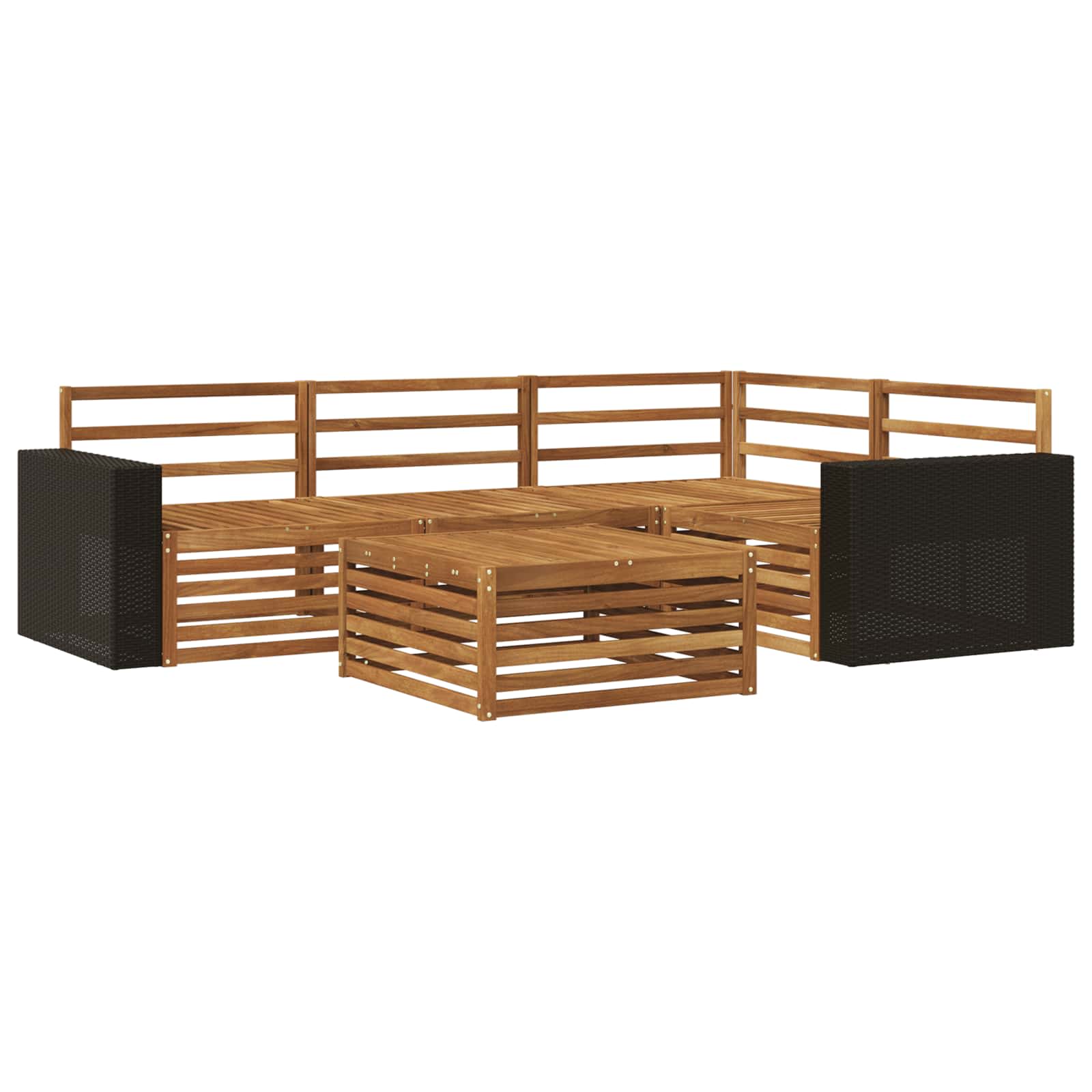 Σειρά Καναπέ Εξωτερικού 5 pcs Φυσικό 79 x 79 x 37 εκ - Pakobazaar