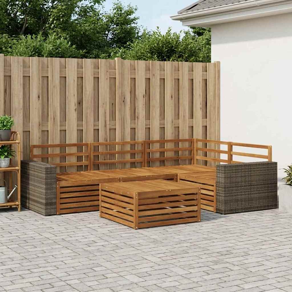 Σειρά Καναπέ Εξωτερικού 5 pcs Φυσικό 79 x 79 x 37 εκ - Pakobazaar