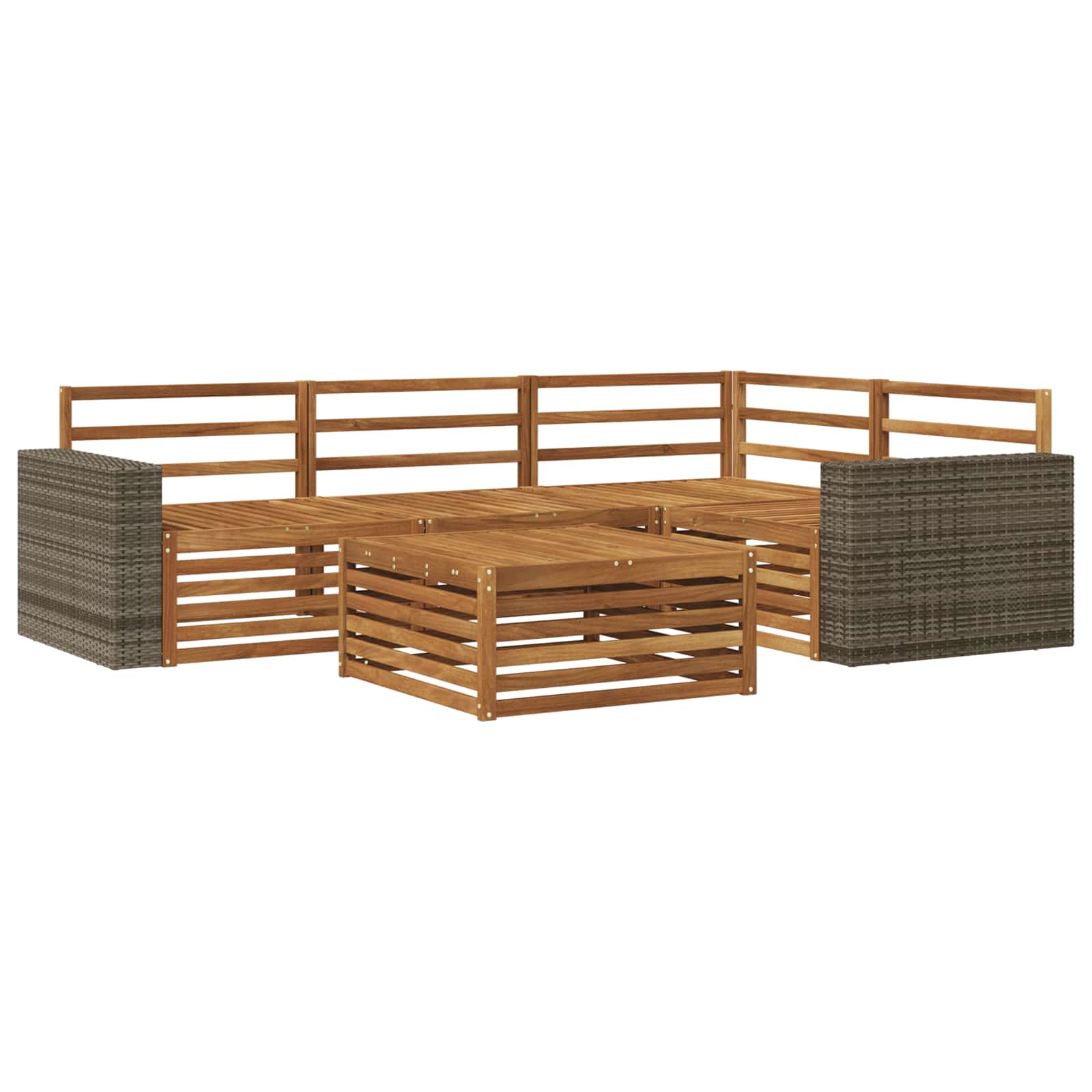 Σειρά Καναπέ Εξωτερικού 5 pcs Φυσικό 79 x 79 x 37 εκ - Pakobazaar