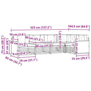 Σειρά Καναπέ Εξωτερικού 5 pcs Φυσικό και Ανοιχτό Γκρι - Pakobazaar