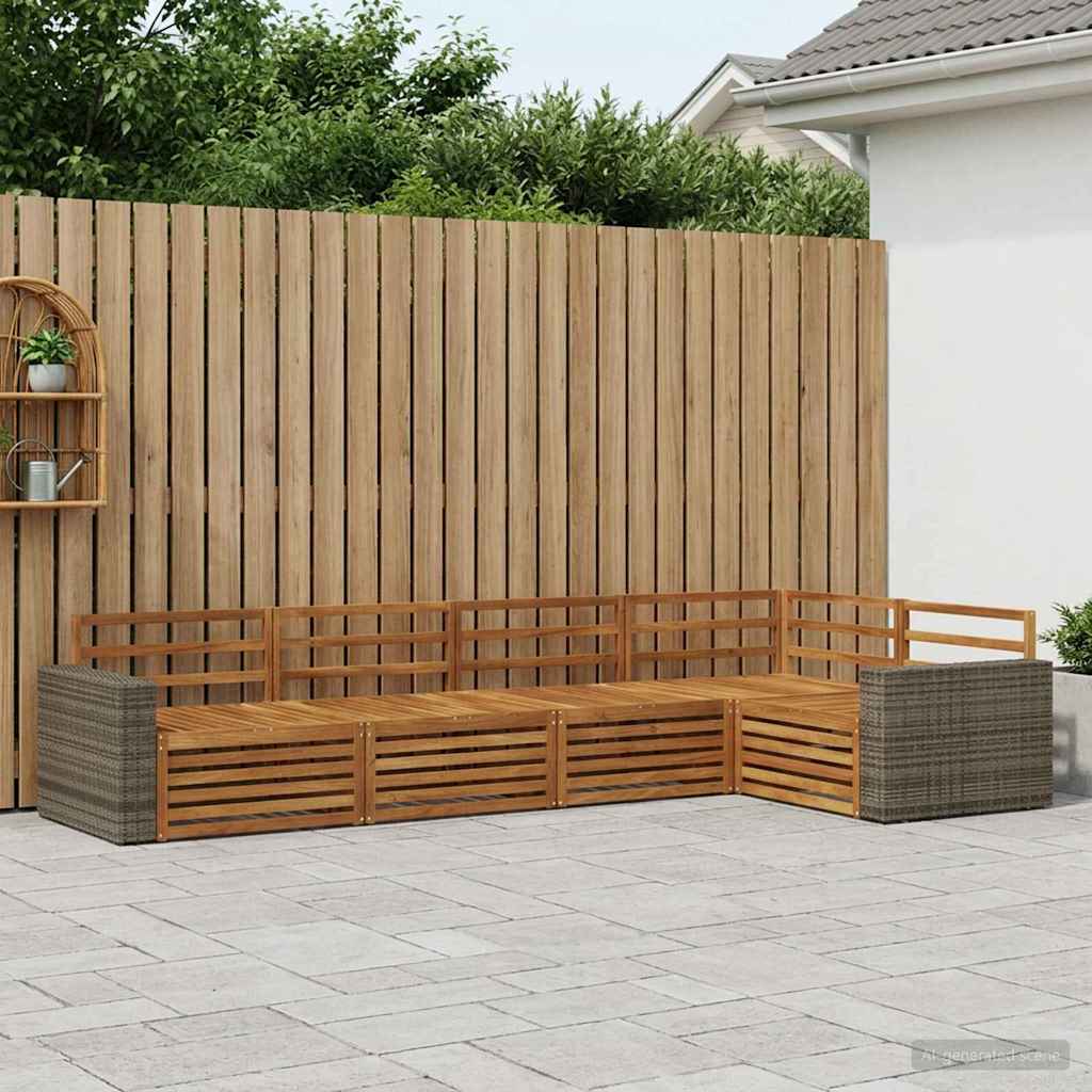 Σειρά Καναπέ Εξωτερικού 5 pcs Φυσικό 331 x 172,5 x 73 cm - Pakobazaar