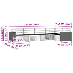 Σειρά Καναπέ Εξωτερικού 5 pcs Φυσικό 331 x 172,5 x 73 cm - Pakobazaar