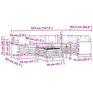 Σειρά Καναπέ Εξωτερικού 6 pcs Φυσικό και Κρέμα 79 x 79 x 37 εκ - Pakobazaar