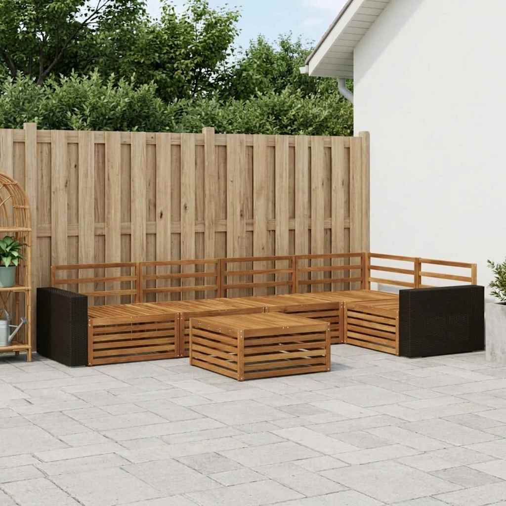 Σειρά Καναπέ Εξωτερικού 6 pcs Φυσικό 79 x 79 x 37 εκ - Pakobazaar