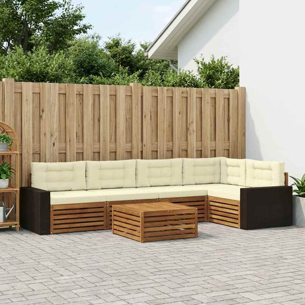 Σειρά Καναπέ Εξωτερικού 6 pcs Φυσικό και Κρέμα 79 x 79 x 37 εκ - Pakobazaar