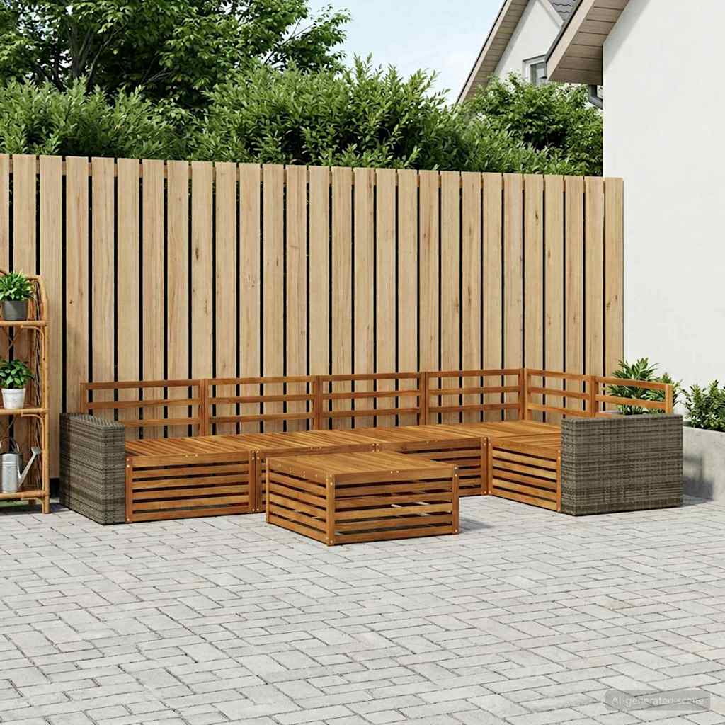 Σειρά Καναπέ Εξωτερικού 6 pcs Φυσικό 79 x 79 x 37 εκ - Pakobazaar