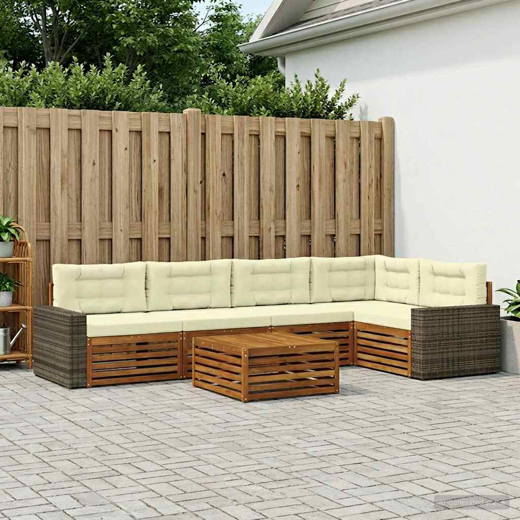 Σειρά Καναπέ Εξωτερικού 6 pcs Φυσικό και Κρέμα 79 x 79 x 37 εκ - Pakobazaar