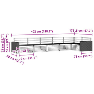 Σειρά Καναπέ Εξωτερικού 6 pcs Φυσικό 402 x 172,5 x 73 εκ - Pakobazaar