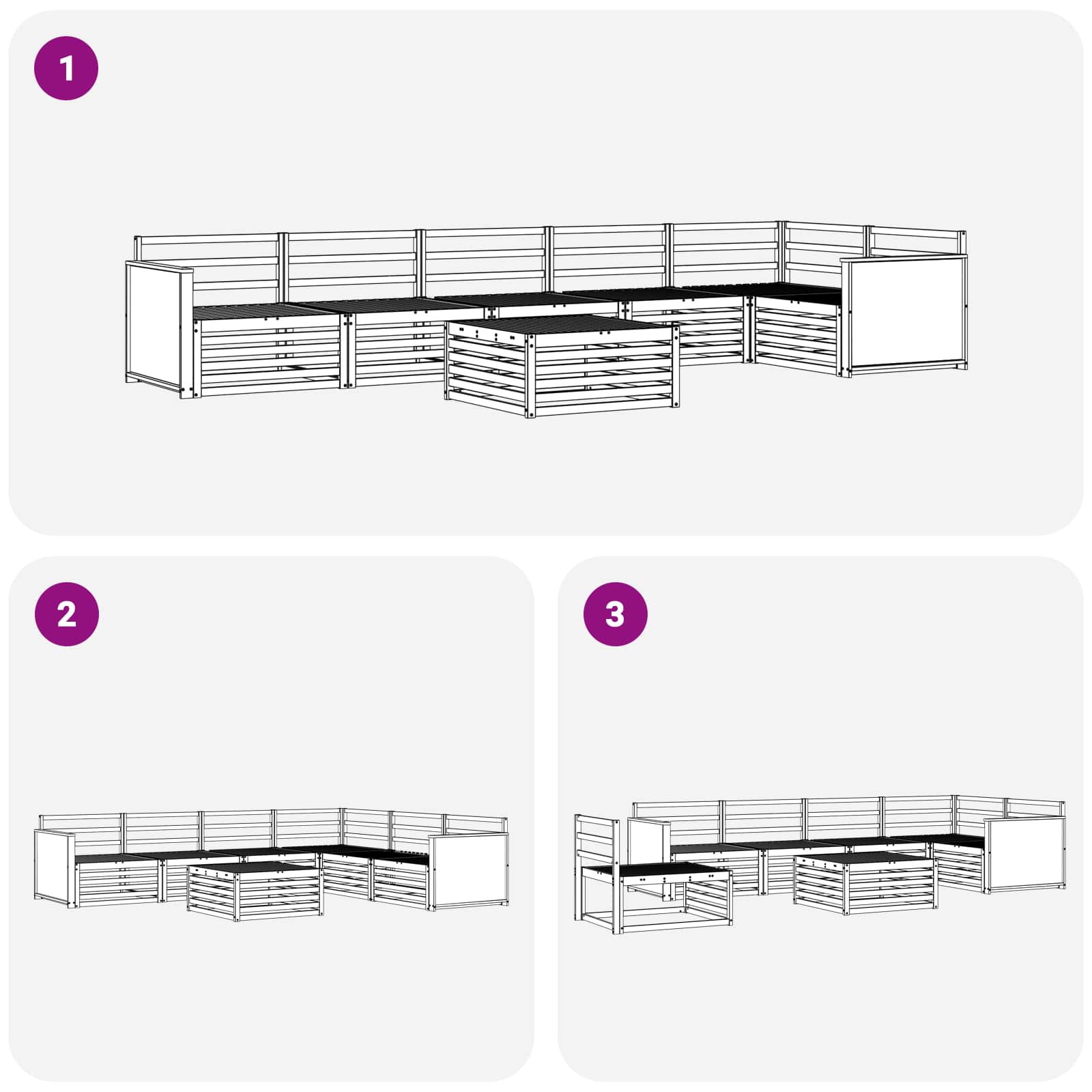 Σειρά Καναπέ Εξωτερικού 7 pcs Φυσικό 79 x 79 x 37 εκ - Pakobazaar