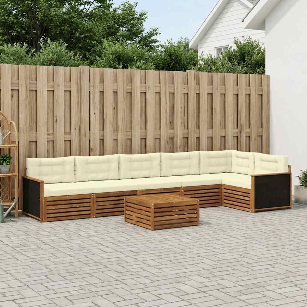 Σειρά Καναπέ Εξωτερικού 7 pcs Φυσικό και Κρέμα 79 x 79 x 37 εκ - Pakobazaar