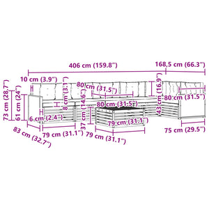 Σειρά Καναπέ Εξωτερικού με μαξιλάρι 7 pcs Φυσικό και Μπεζ - Pakobazaar