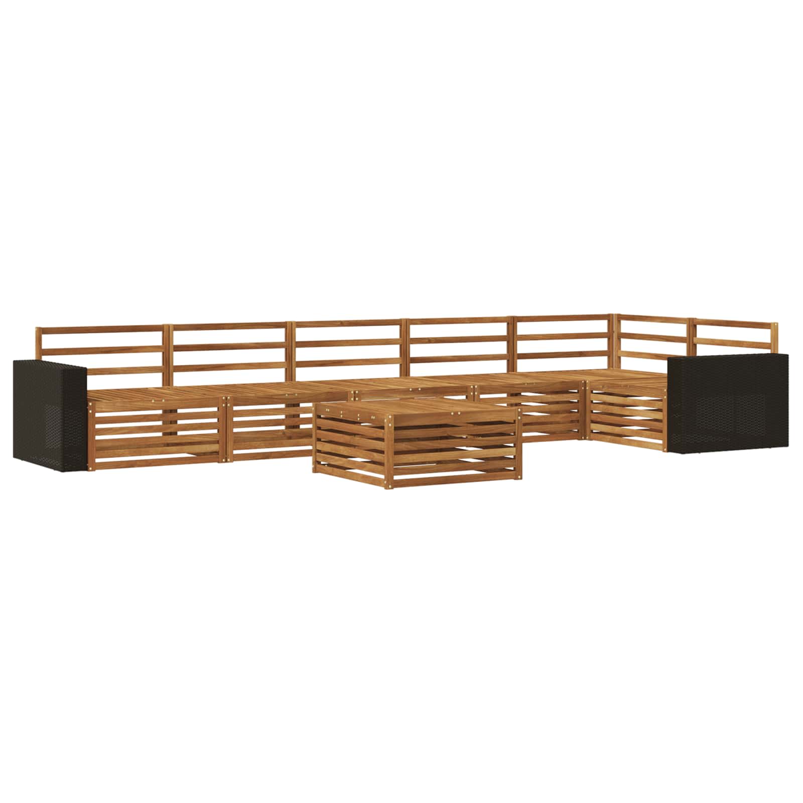 Σειρά Καναπέ Εξωτερικού 7 pcs Φυσικό 79 x 79 x 37 εκ - Pakobazaar