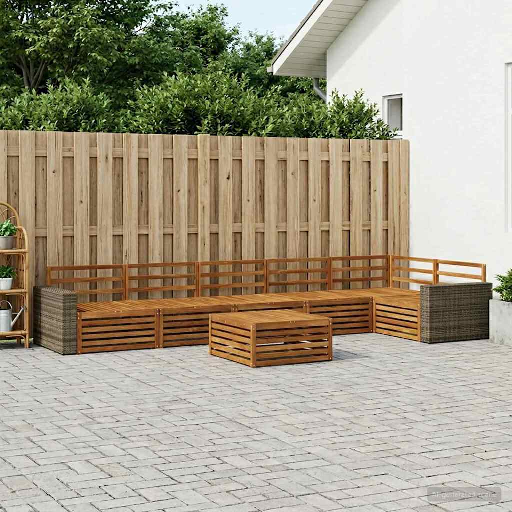 Σειρά Καναπέ Εξωτερικού 7 pcs Φυσικό 79 x 79 x 37 εκ - Pakobazaar