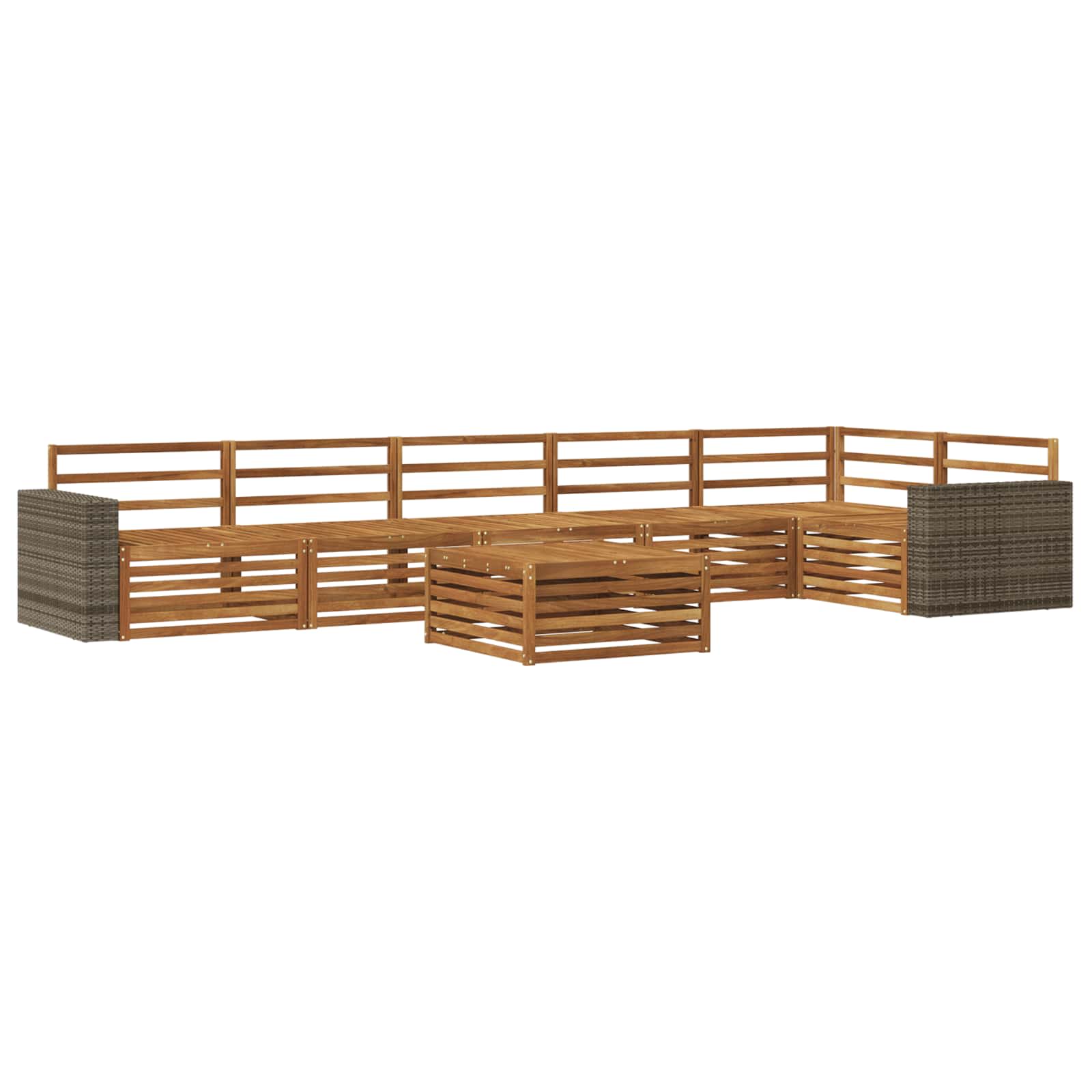 Σειρά Καναπέ Εξωτερικού 7 pcs Φυσικό 79 x 79 x 37 εκ - Pakobazaar