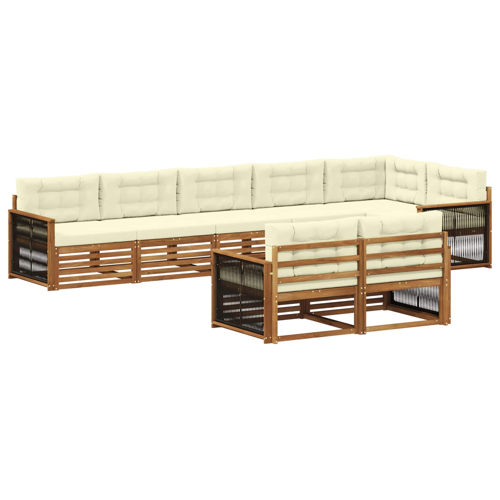 Σειρά Καναπέ Εξωτερικού με μαξιλάρι 8 pcs Φυσικό και Κρέμα - Pakobazaar