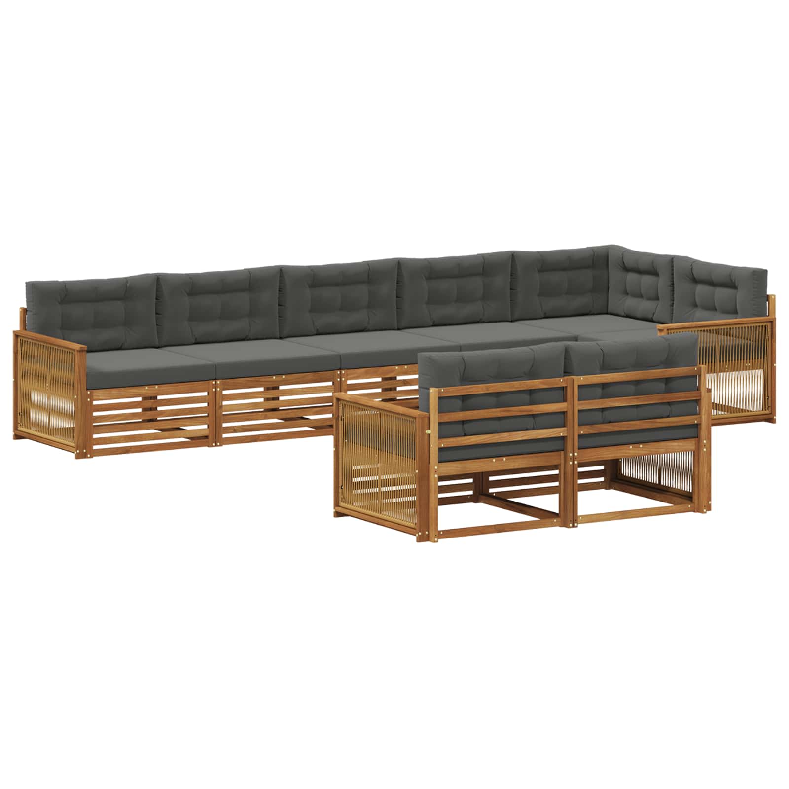 Σειρά Καναπέ Εξωτερικού με μαξιλάρι 8 pcs Φυσικό και Ανθρακί - Pakobazaar