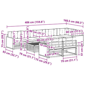 Σειρά Καναπέ Εξωτερικού με μαξιλάρι 9 pcs - Pakobazaar