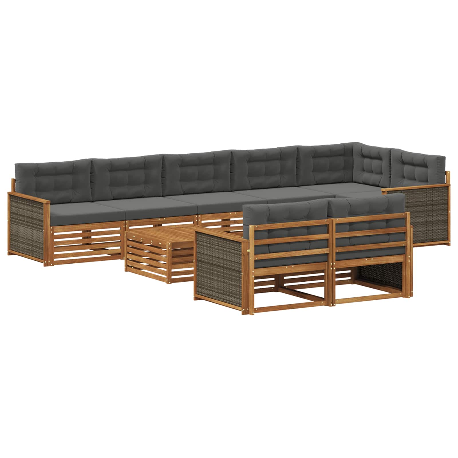 Σειρά Καναπέ Εξωτερικού με μαξιλάρι 9 pcs - Pakobazaar