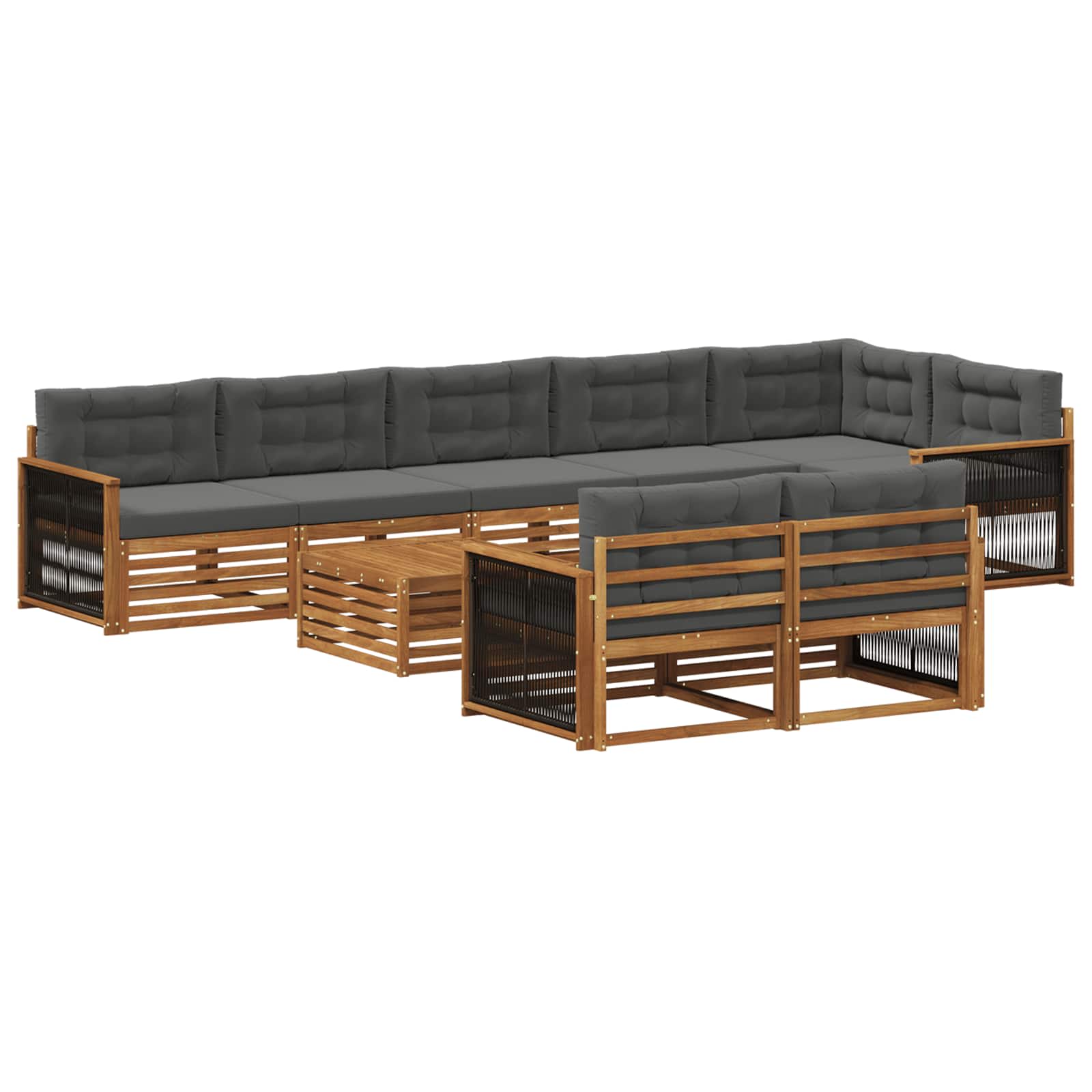 Σειρά Καναπέ Εξωτερικού με μαξιλάρι 9 pcs - Pakobazaar