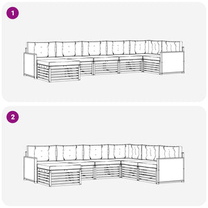 Σειρά Καναπέ Εξωτερικού 7 pcs Φυσικό και Ανοιχτό Γκρι - Pakobazaar