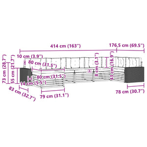 Σειρά Καναπέ Εξωτερικού με μαξιλάρι 7 pcs Φυσικό και Κρέμα - Pakobazaar