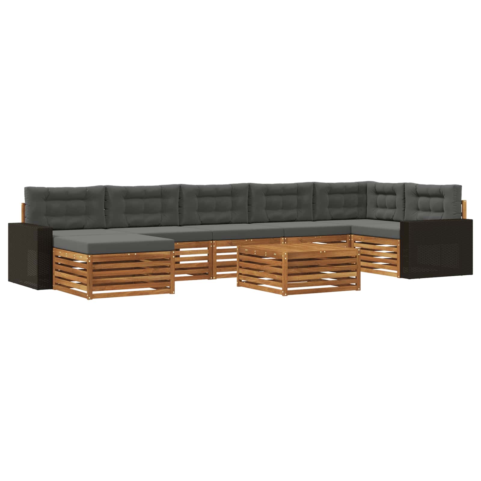 Σειρά Καναπέ Εξωτερικού με μαξιλάρι 8 pcs Φυσικό και Ανθρακί - Pakobazaar