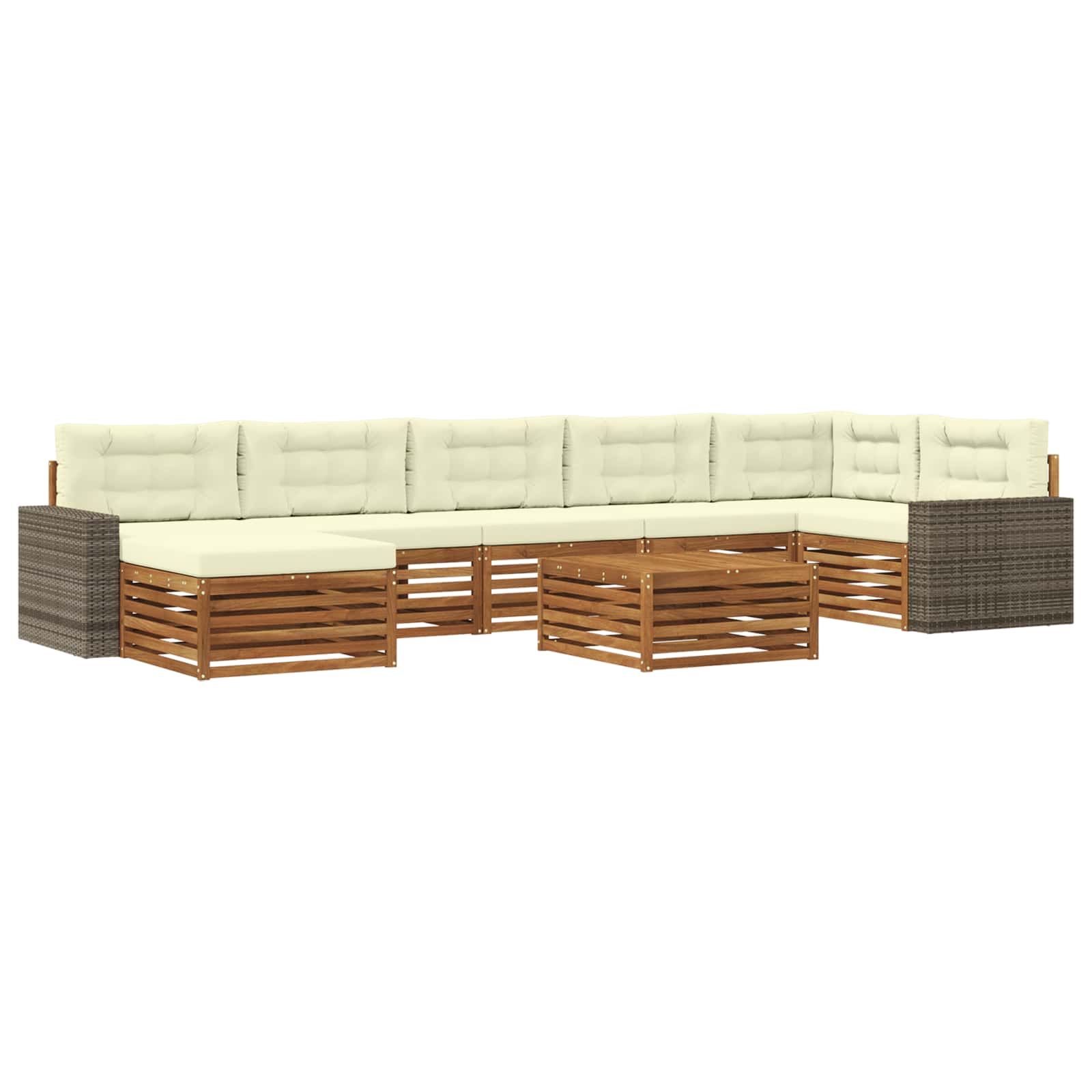 Σειρά Καναπέ Εξωτερικού με μαξιλάρι 8 pcs Φυσικό και Κρέμα - Pakobazaar