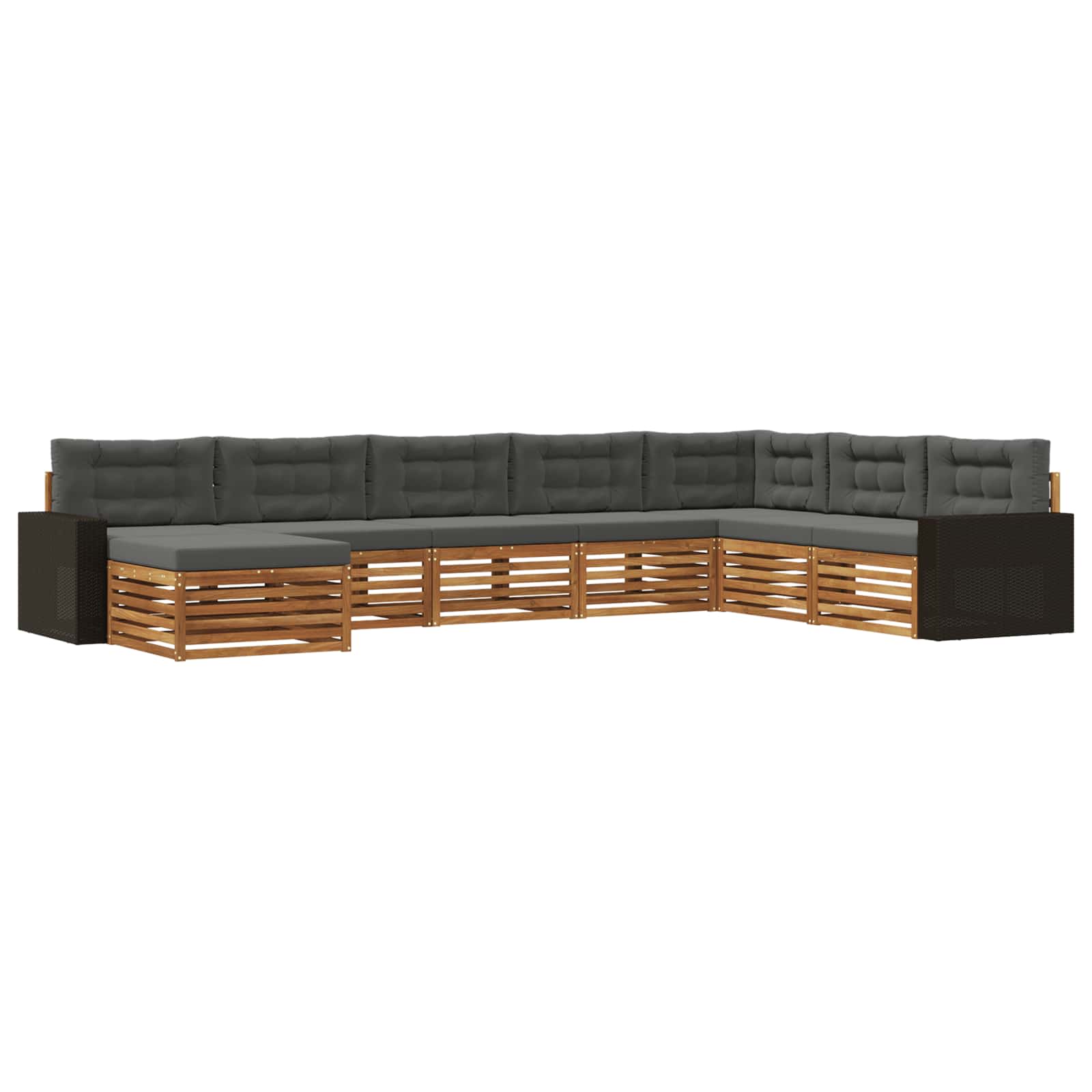 Σειρά Καναπέ Εξωτερικού με μαξιλάρι 8 pcs Φυσικό και Ανθρακί - Pakobazaar