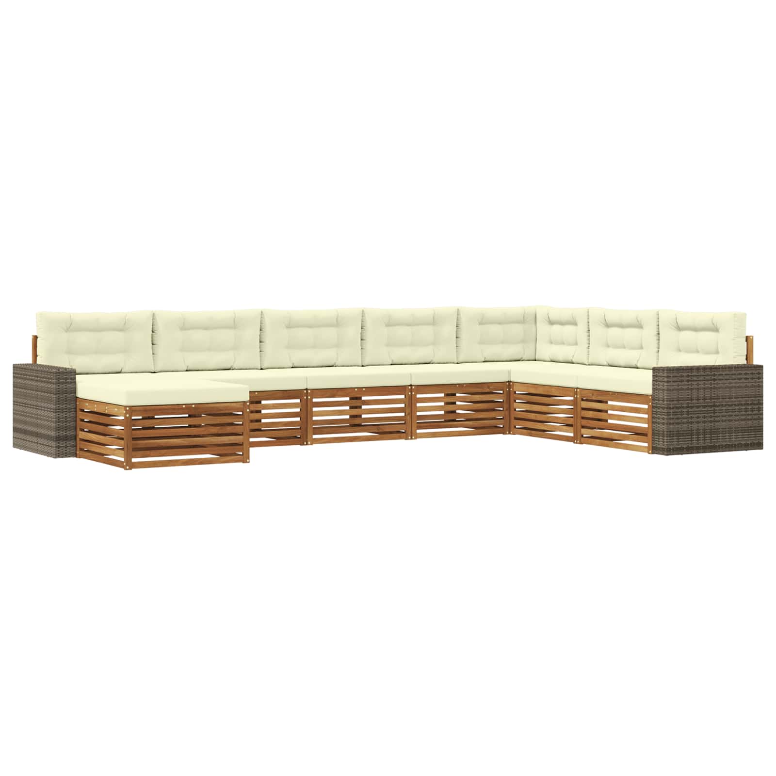 Σειρά Καναπέ Εξωτερικού με μαξιλάρι 8 pcs Φυσικό και Κρέμα - Pakobazaar