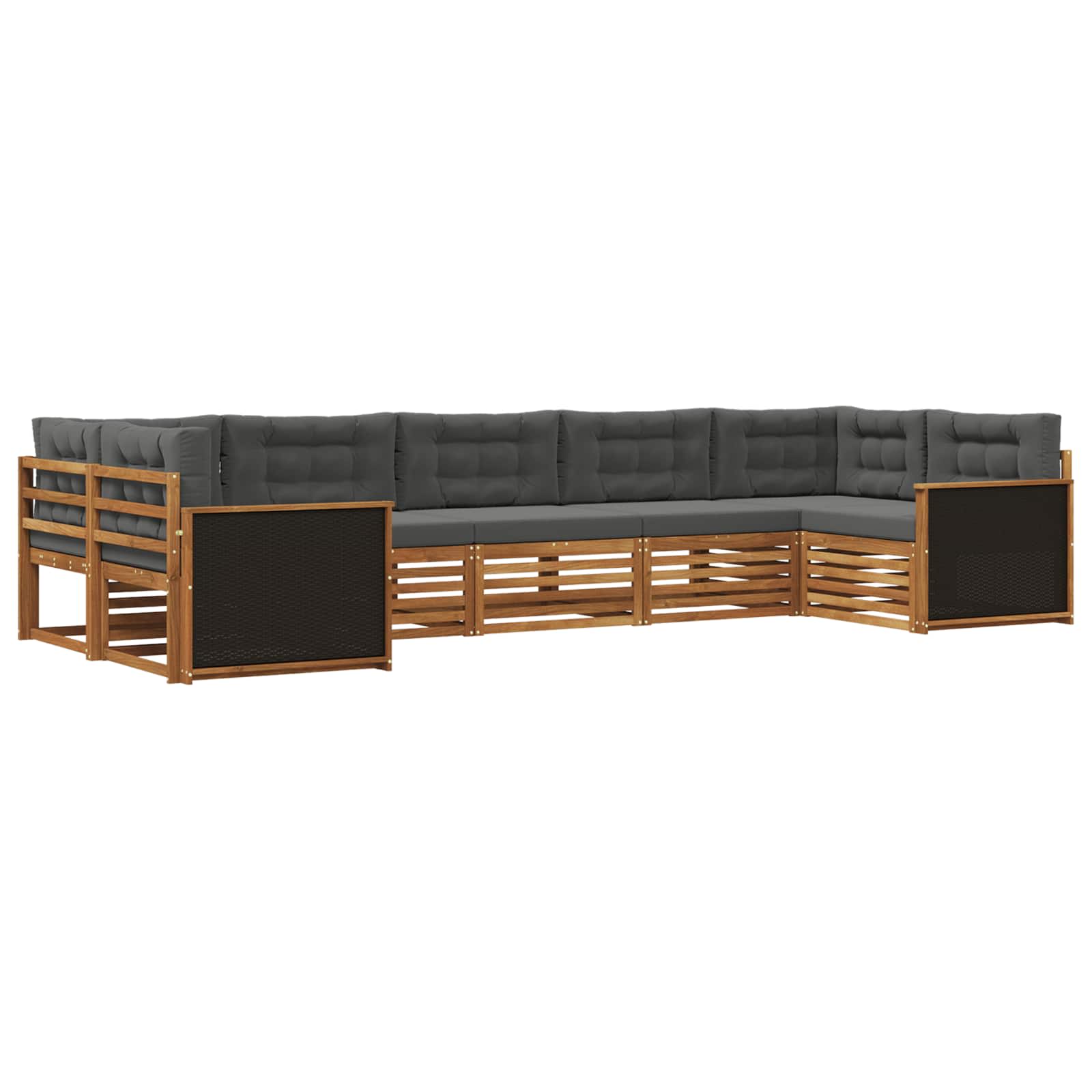 Σειρά Καναπέ Εξωτερικού με μαξιλάρι 7 pcs Φυσικό και Ανθρακί - Pakobazaar