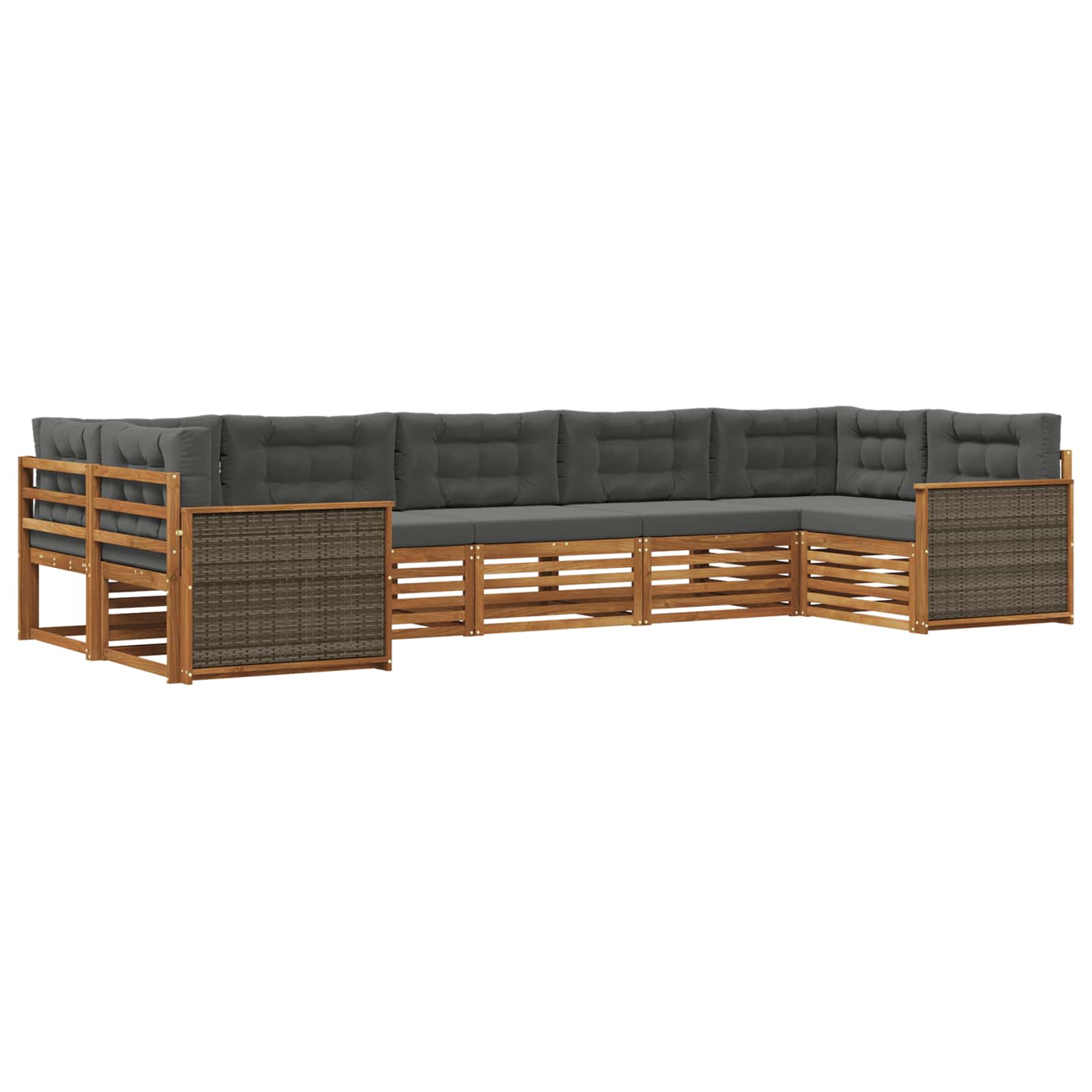 Σειρά Καναπέ Εξωτερικού με μαξιλάρι 7 pcs Φυσικό και Ανθρακί - Pakobazaar