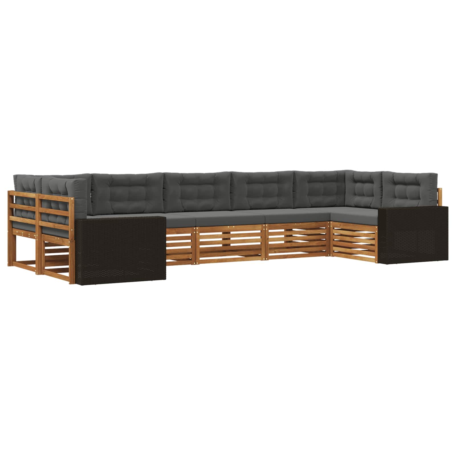 Σειρά Καναπέ Εξωτερικού με μαξιλάρι 7 pcs Φυσικό και Ανθρακί - Pakobazaar