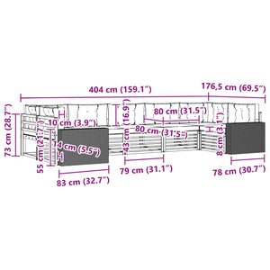Σειρά Καναπέ Εξωτερικού με μαξιλάρι 7 pcs Φυσικό και Ανθρακί - Pakobazaar