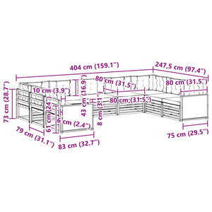 Σειρά Καναπέ Εξωτερικού με μαξιλάρι 9 pcs Φυσικό και Μπεζ - Pakobazaar