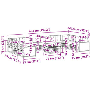 Σετ Καναπέ με μαξιλάρι 11 pcs Στερεό Ξύλο Ακακίας - Pakobazaar