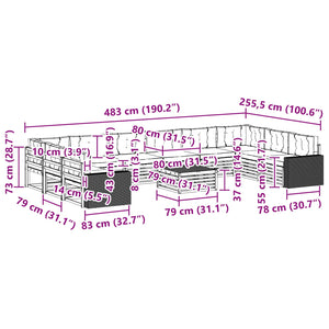Σετ Καναπέ με μαξιλάρι 11 pcs Στερεό Ξύλο Ακακίας - Pakobazaar