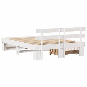 Σκελετός Κρεβατιού Λευκό 160 x 200 cm Στερεά ξυλεία πεύκου - Pakobazaar