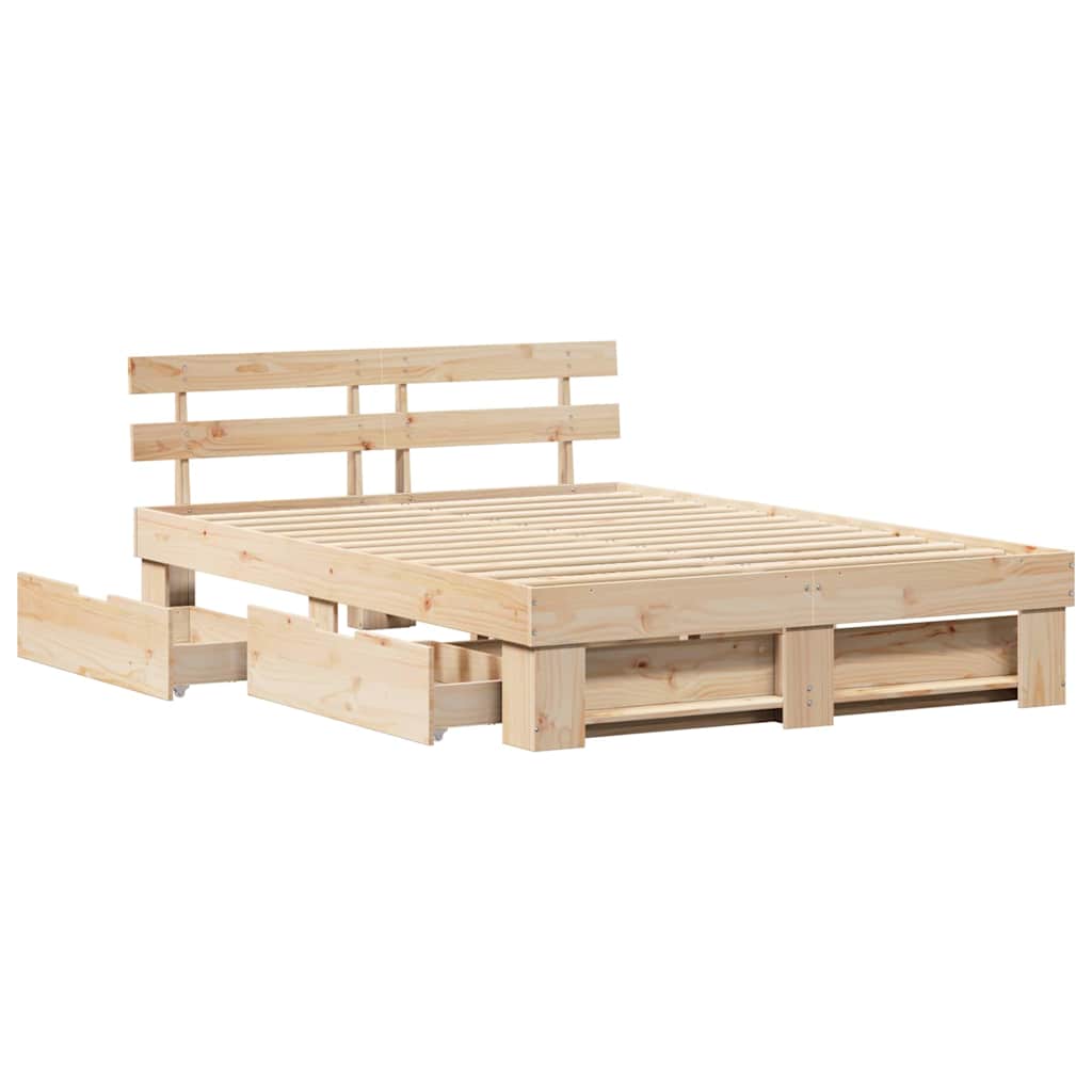 Σκελετός Κρεβατιού Καφέ 140 x 200 cm Στερεά ξυλεία πεύκου - Pakobazaar