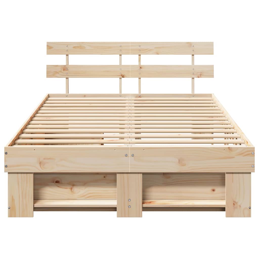 Σκελετός Κρεβατιού Καφέ 135 x 190 cm Στερεά ξυλεία πεύκου - Pakobazaar