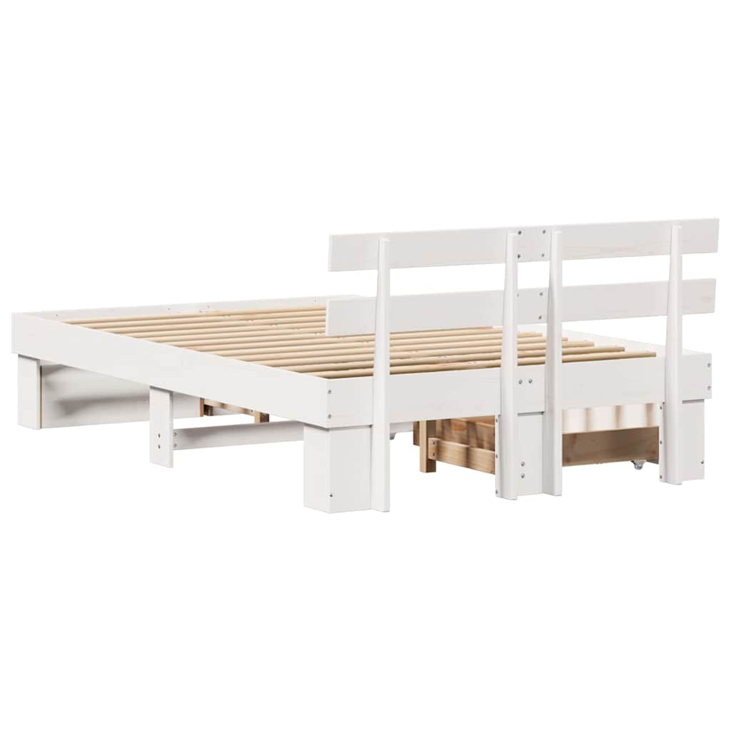 Σκελετός Κρεβατιού Λευκό 135 x 190 cm Στερεά ξυλεία πεύκου