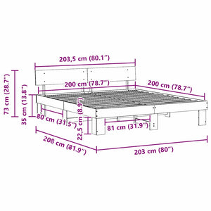 Σκελετός Κρεβατιού Λευκό 200 x 200 cm Στερεά ξυλεία πεύκου