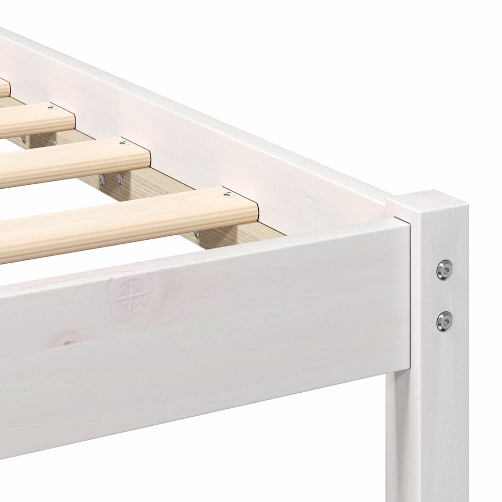 Σκελετός Κρεβατιού Λευκό 135 x 190 cm Στερεά ξυλεία πεύκου